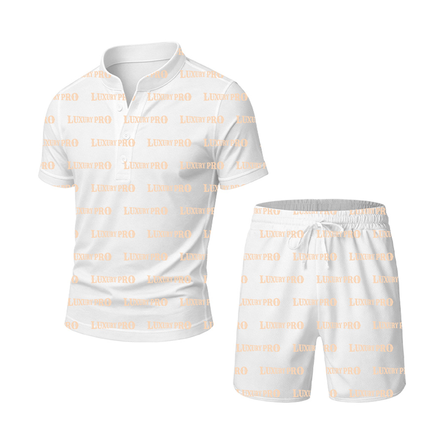 AOP SON Three Button POLO+All Over Beach Pants - Bird Eye Fabric