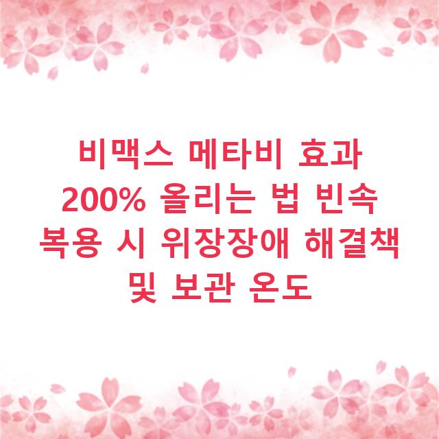 비맥스 메타비 효과 200% 올리는 법 빈속 복용 시 위장장애 해결책 및 보관 온도