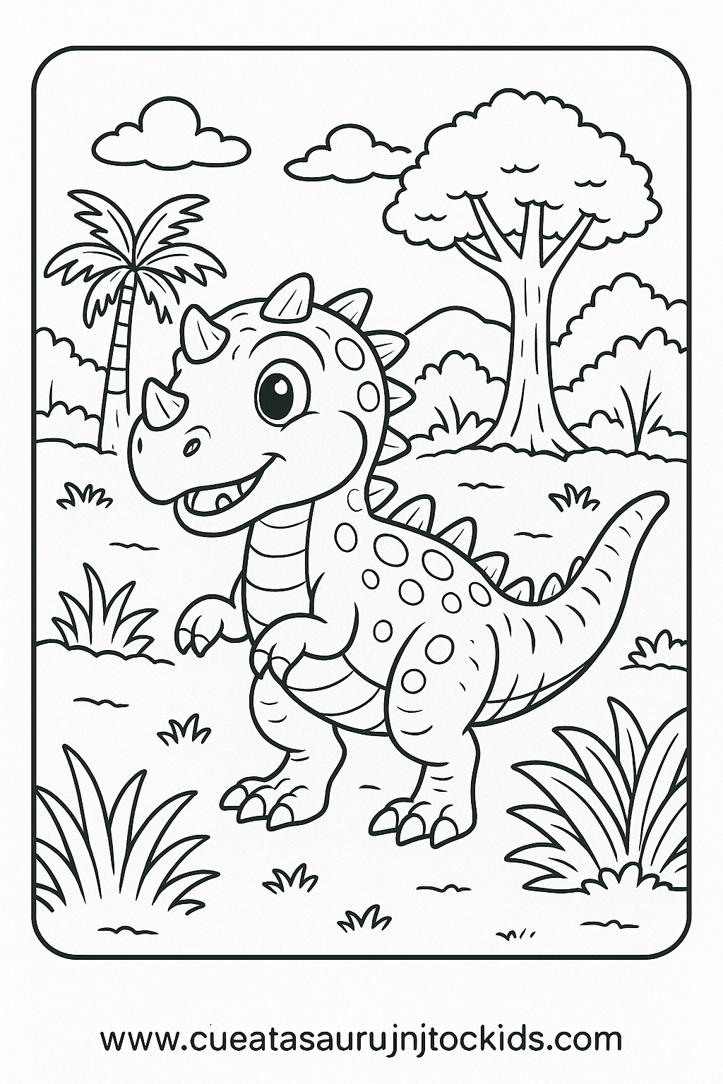 Explore the Jungle with Our Cute Ceratosaurus Coloring Page for Toddlers – free coloring page for kids