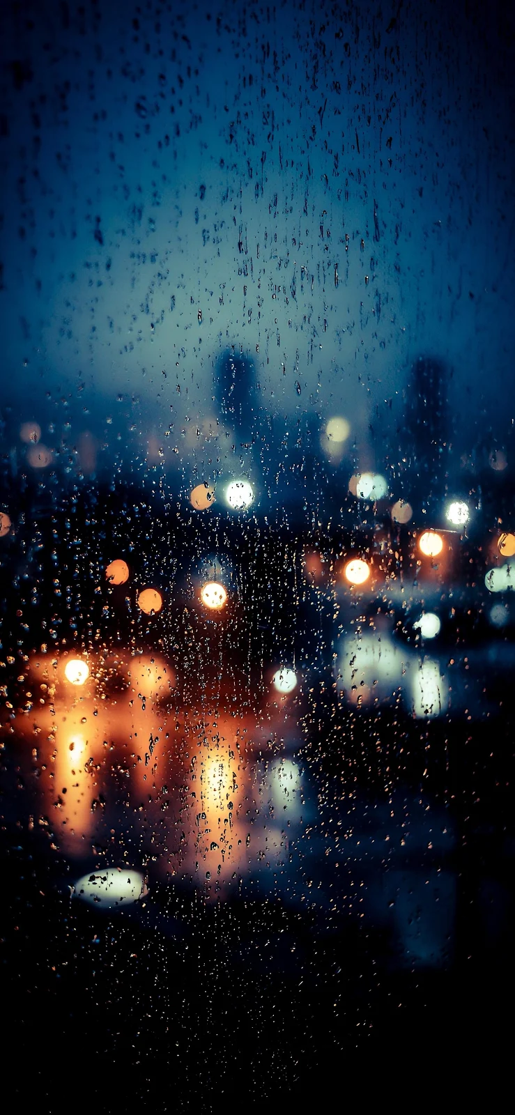 Rain On City Window At Night - Urban Photography 2K iPhone Wallpaper (1890x4094)