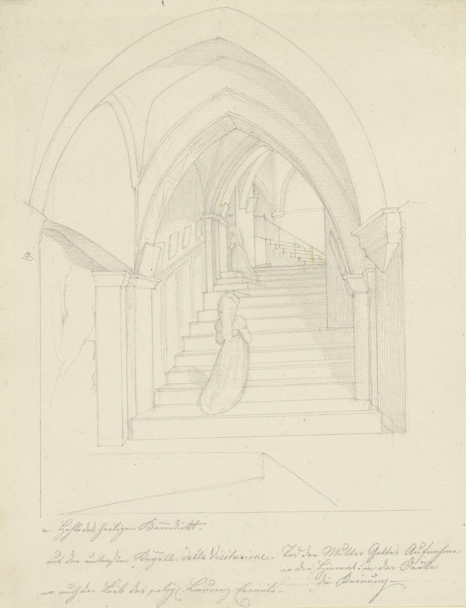 Treppenaufgang im Kloster San Benedetto bei Subiaco links der Zugang zum Sacro S