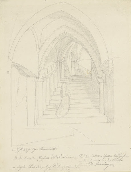Treppenaufgang im Kloster San Benedetto bei Subiaco links der Zugang zum Sacro S