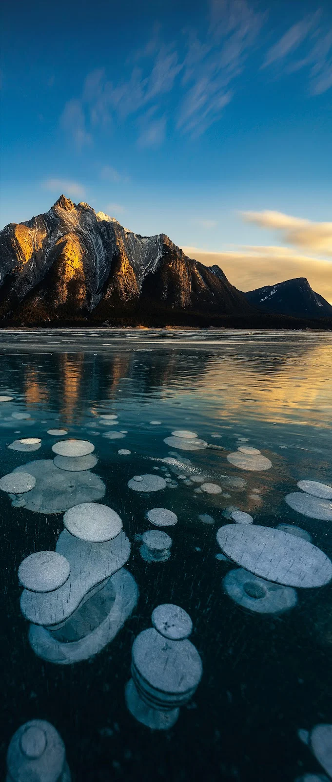 Frozen Bubbles on Abraham Lake - Nature Photography 5K iPhone Wallpaper (3564x8370)