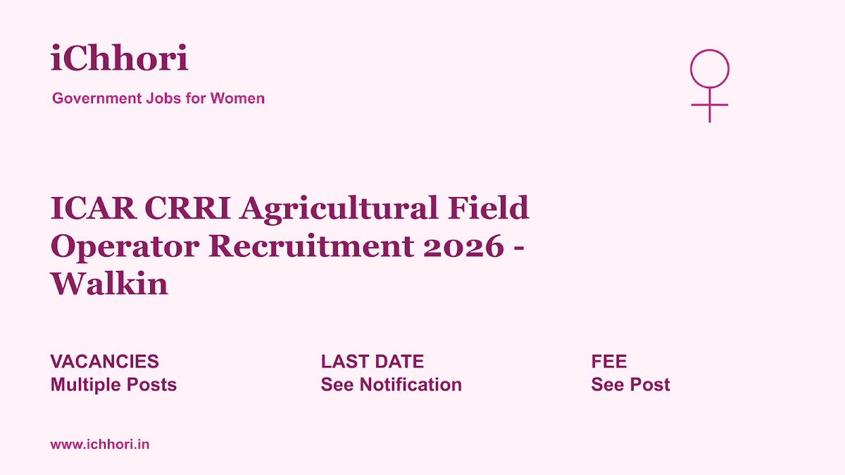 ICAR CRRI Agricultural Field Operator Recruitment 2026 - Walkin - iChhori