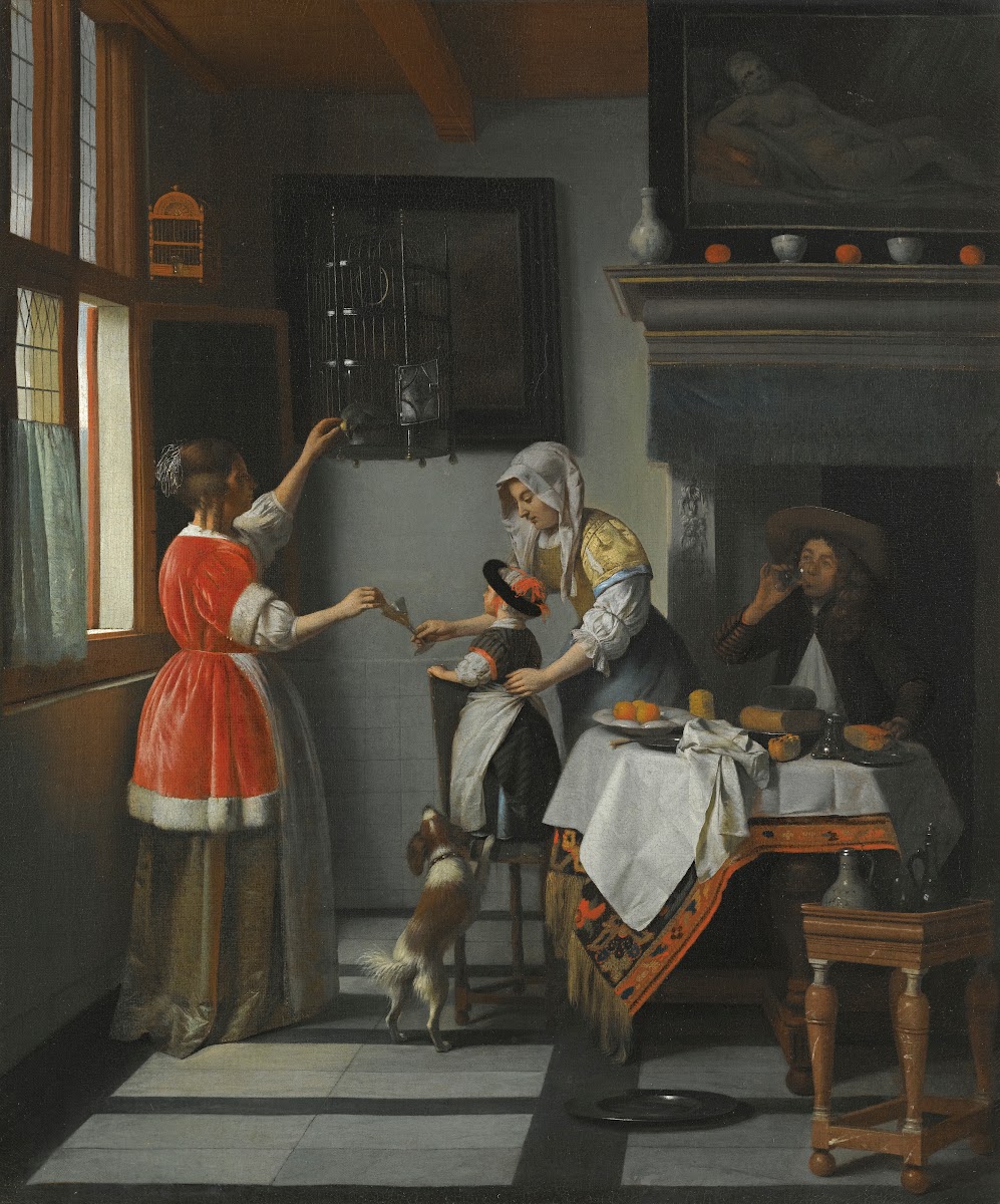 Interior With A Child Feeding A Parrot 1672