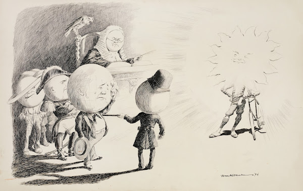 Figures representing the planets are in a court room Earth is on trial accused b