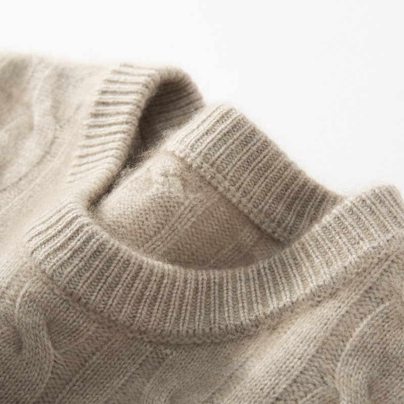Herren-Kaschmirpullover, Zopfmuster, schweres Strickdesign