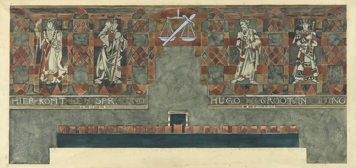 Vierde ontwerp voor marmerdecoratie in de Hoge Raad te Den Haag c 1868   c 1938