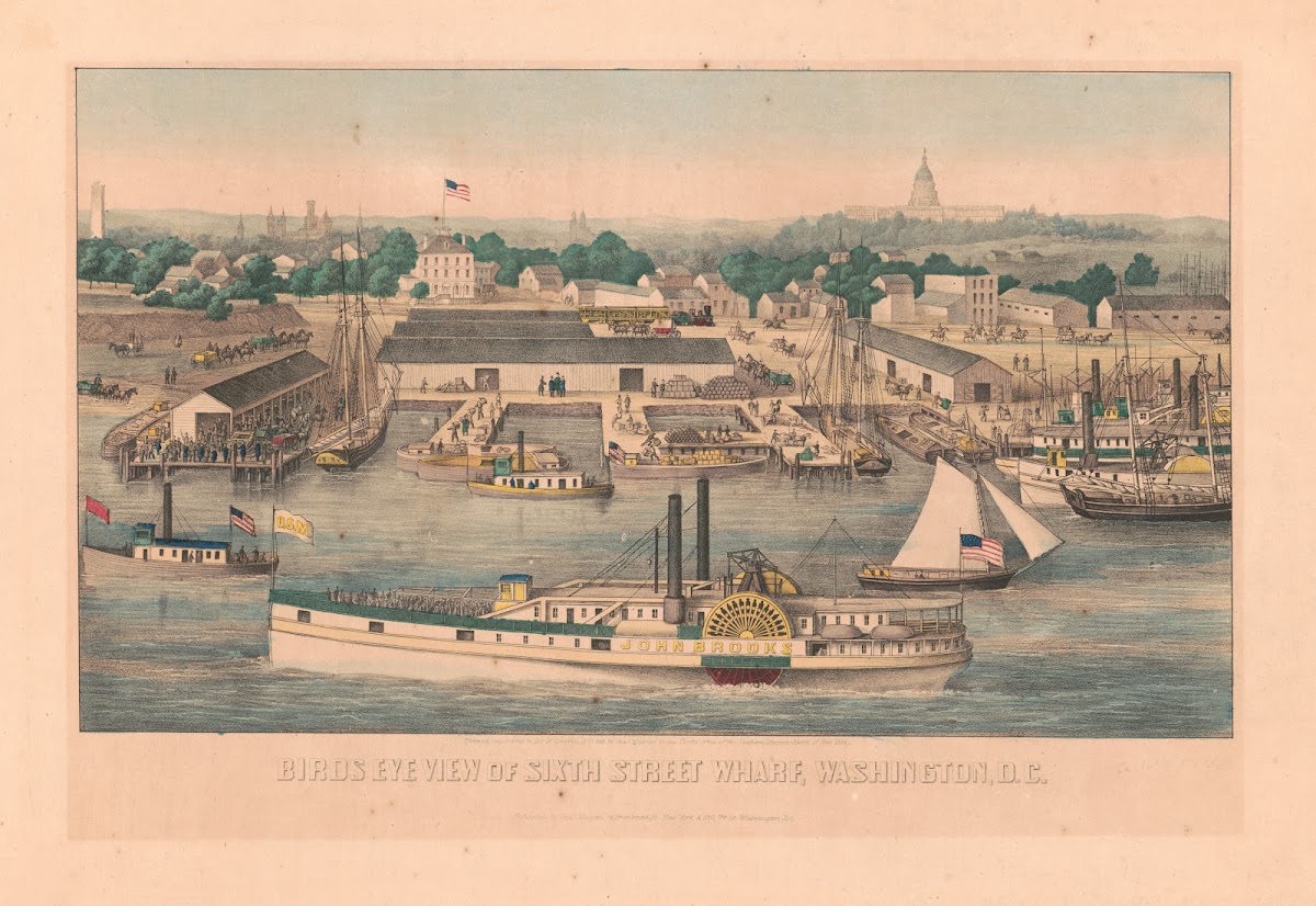 Birds eye view of Sixth Street wharf Washington DC 1863