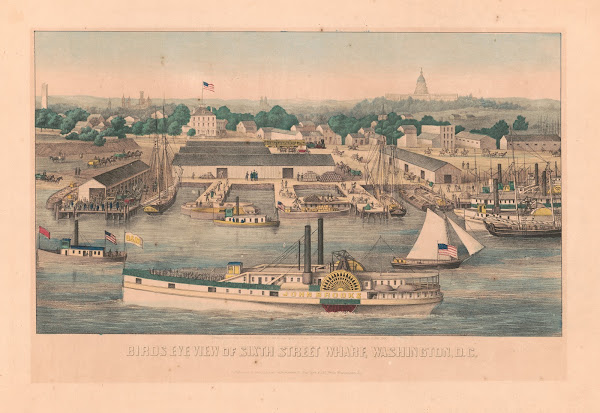 Birds eye view of Sixth Street wharf Washington DC 1863