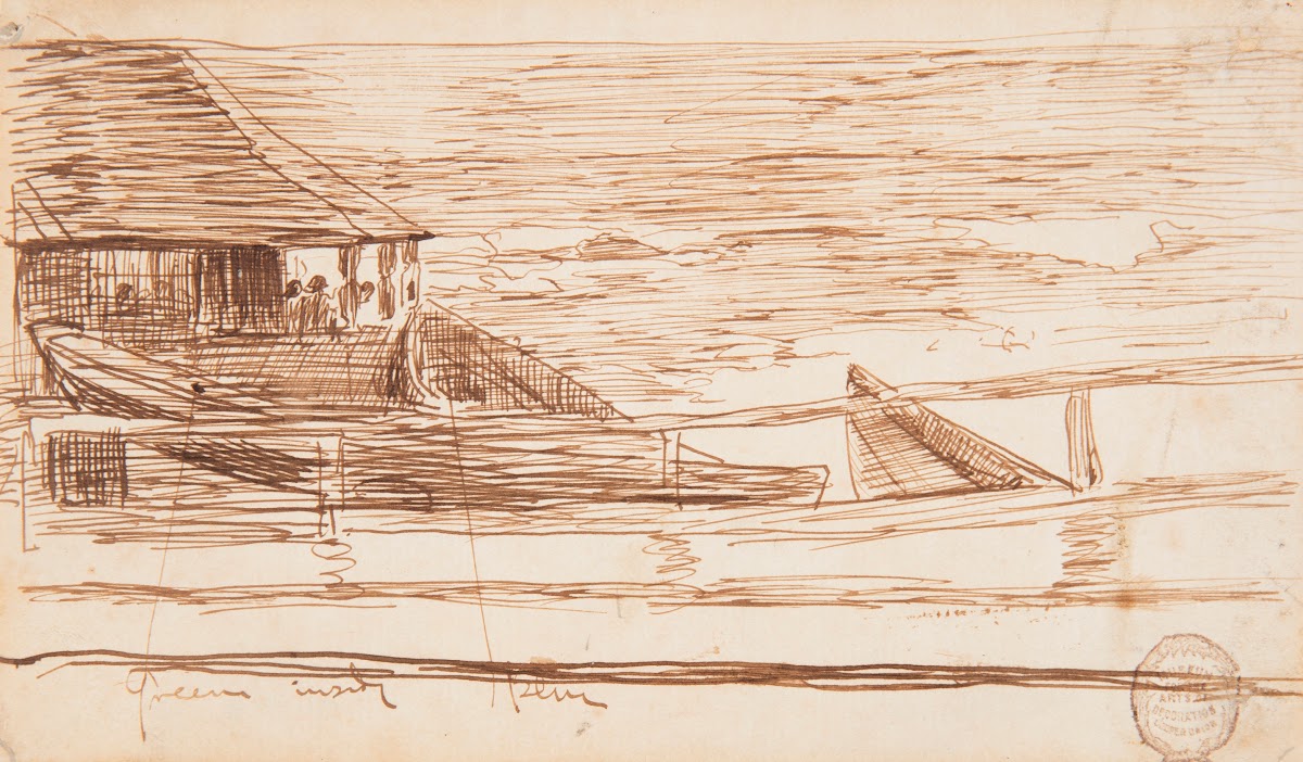 House at a Railing with Beached Dories 1881