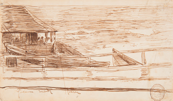 House at a Railing with Beached Dories 1881