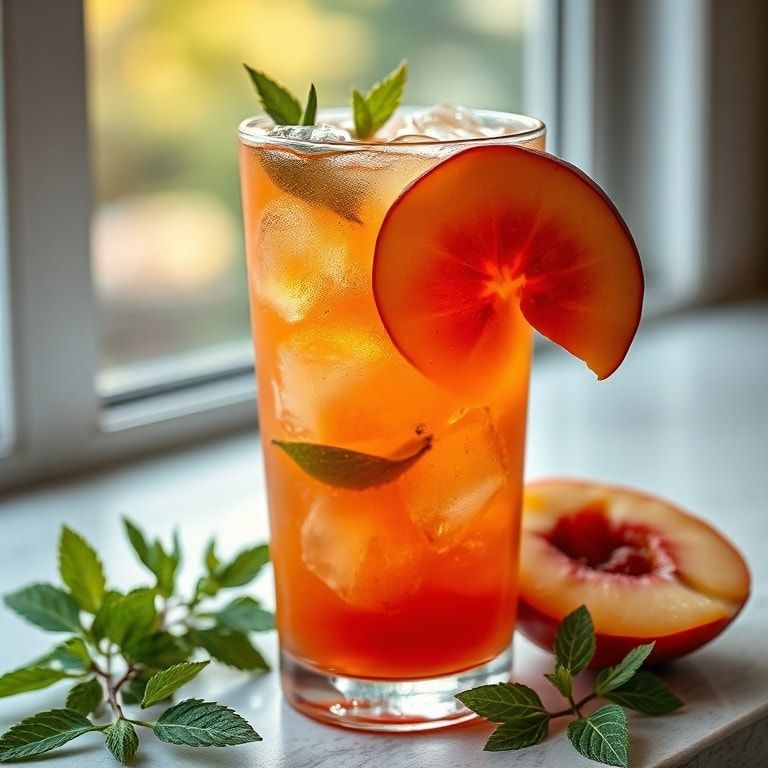 Refreshing Peach Hibiscus Tea Recipe with Sunset Layers – Easy Homemade Summer Sipper finished
