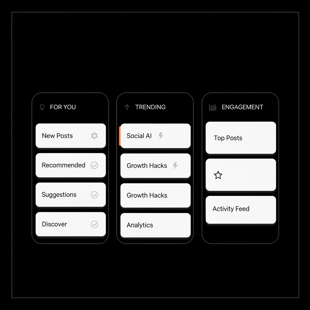 Minimal vector infographic of a TweetDeck-like multi-column dashboard in Social Success Hub colors, highlighting Twitter trends with location and settings icons.