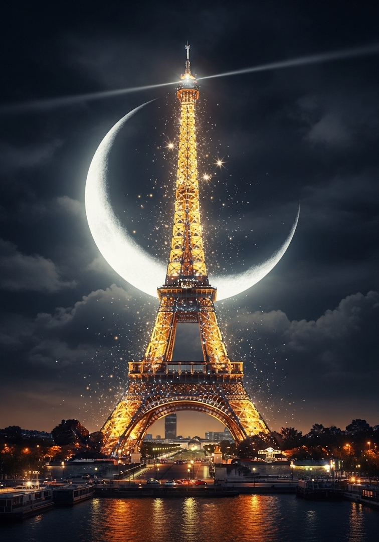 Eiffel Tower Golden Night