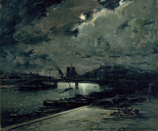 Quai de la Seine Paris au Clair de Lune 1898