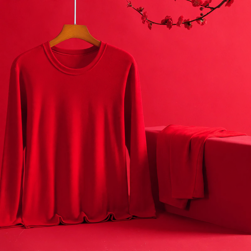 Thermal underwear set for men and women, round neck
