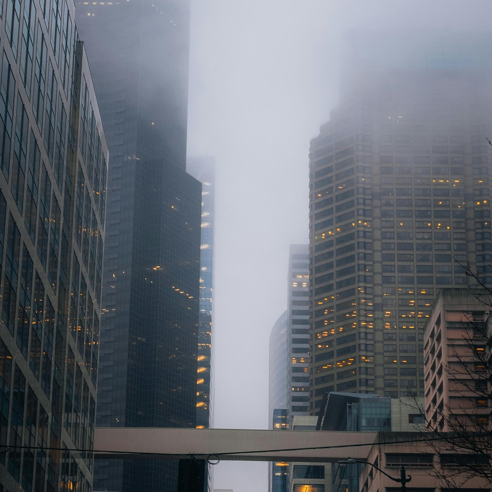 Download Foggy City Street Canyon 2K iPhone