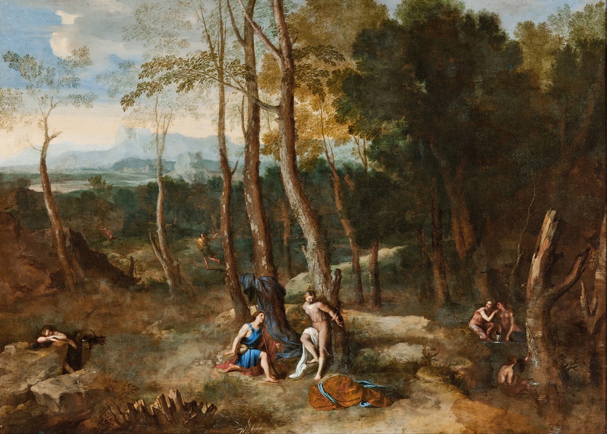 Aminta about to rescue Silvia circa 1633