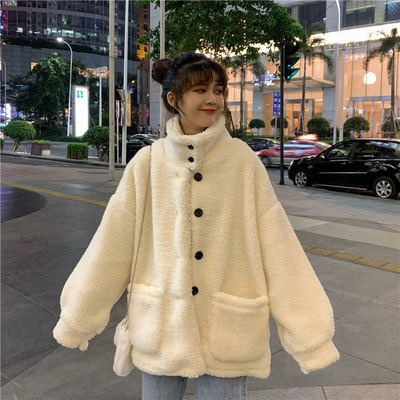 Lamb fleece jacket, loose and versatile