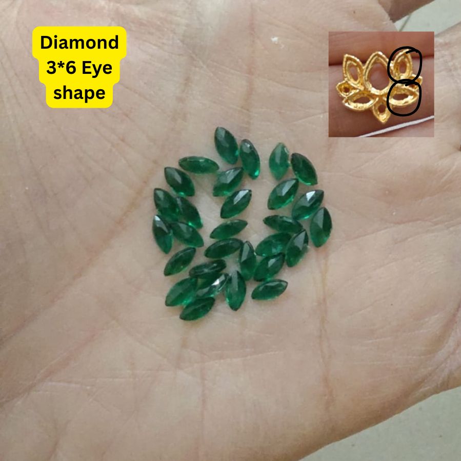 Lotus Green 3*6 Eye shape Diamond  (pack of 50)