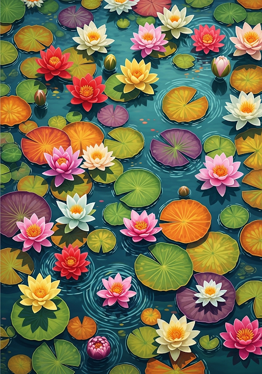 Vibrant Lotus Pond