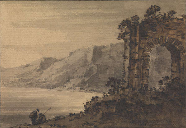 Classical Landscape with Two Figures on Lake Shore between 1745 and 1748
