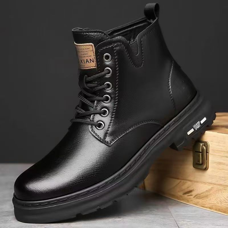 Men's leather boots, lined