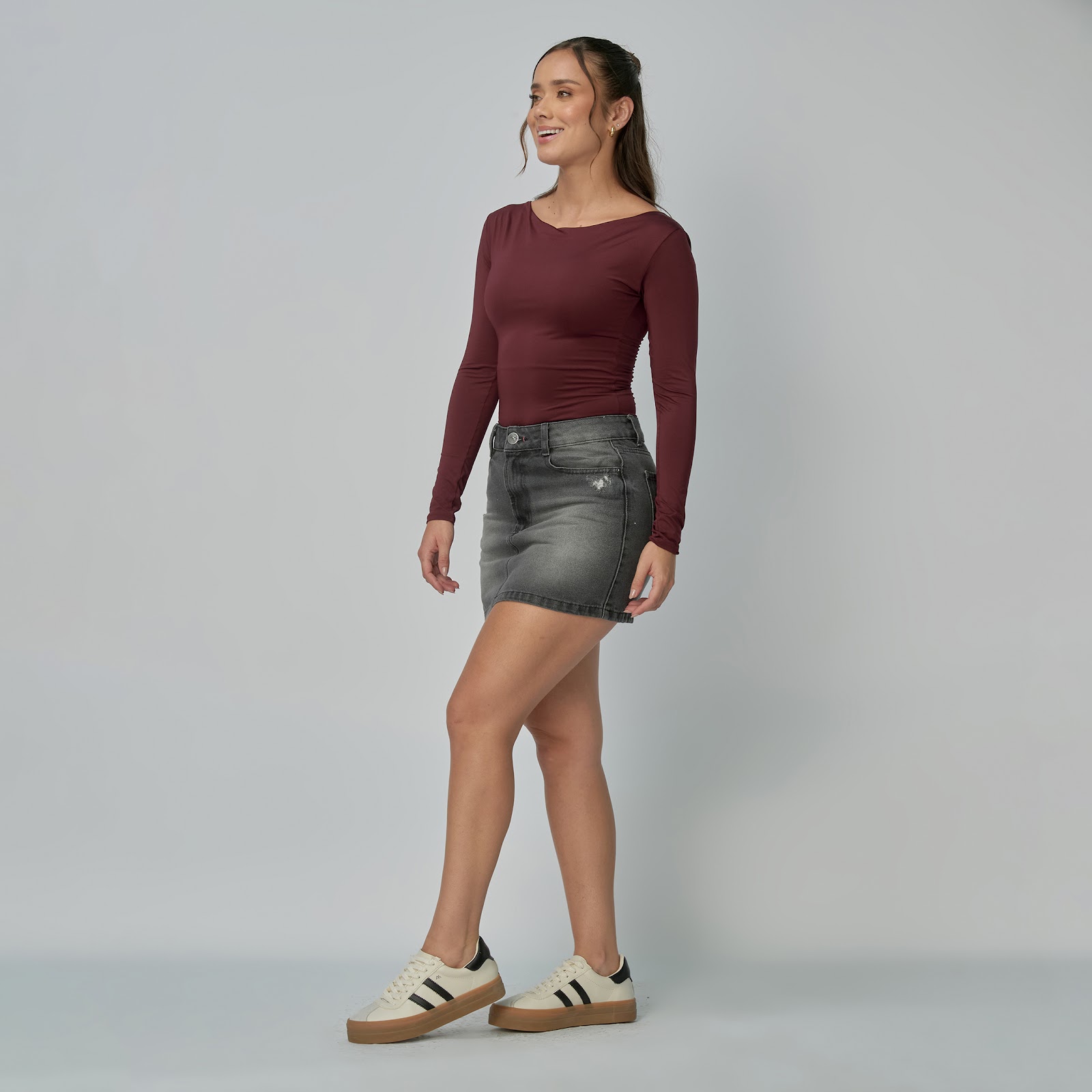 Falda dama rígida, color Gris - Vista 3