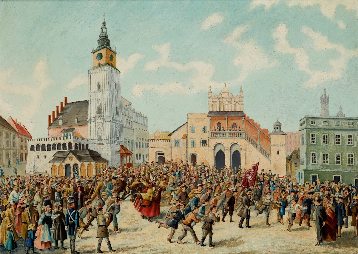 Lajkonik in the Main Market Square in Krakow 1900