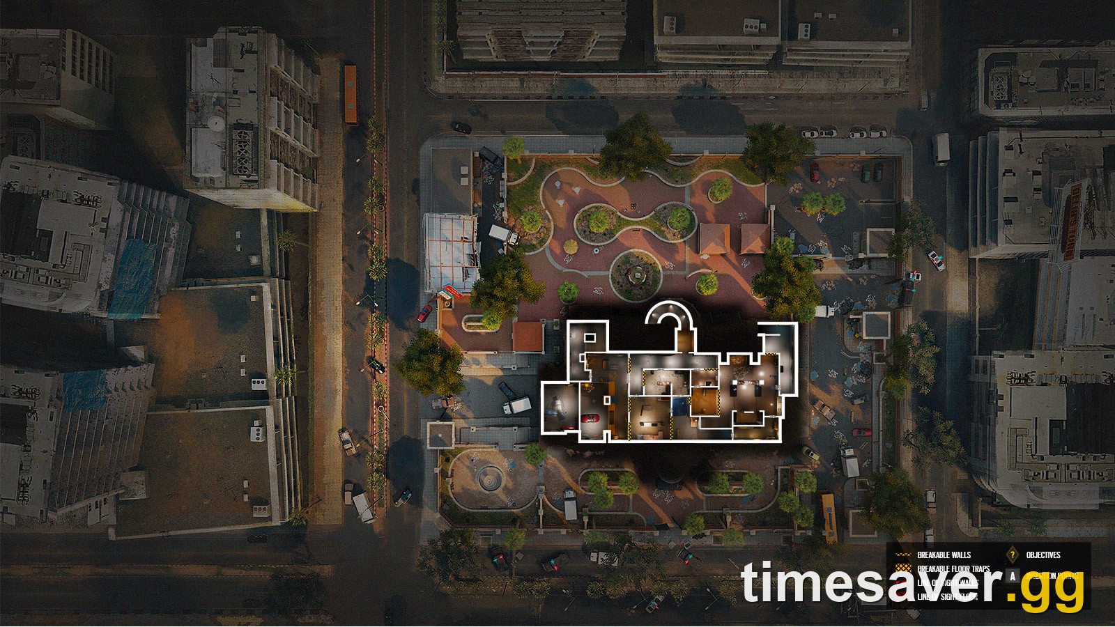 Rainbow Six Siege Consulate tactical floor plan blueprint showing all floors and bomb sites