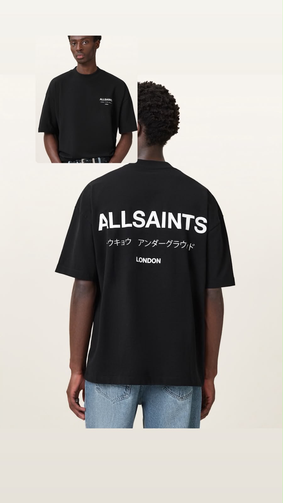 Playera AllSaints Clasica Negra Oversized