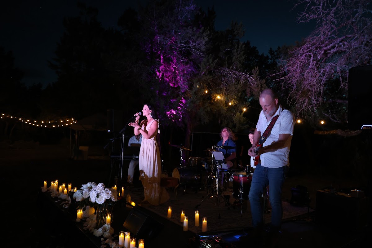 The night stage glowing with candles