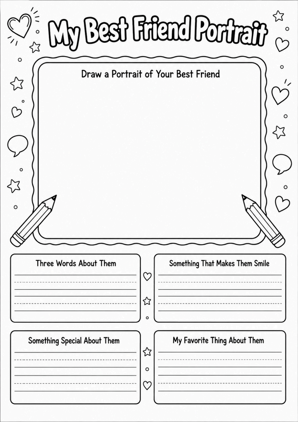 My Best Friend Portrait Worksheet