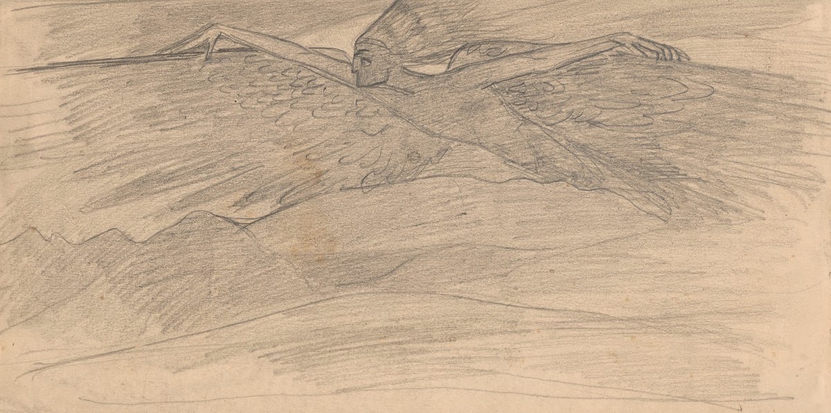 Sketch of a winged figure