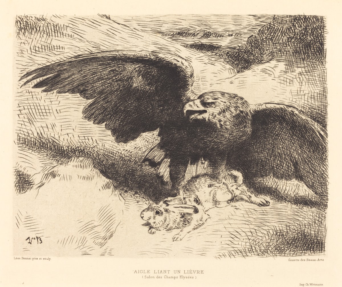 Aigle Liant un Lièvre An Eagle Pouncing on a Hare