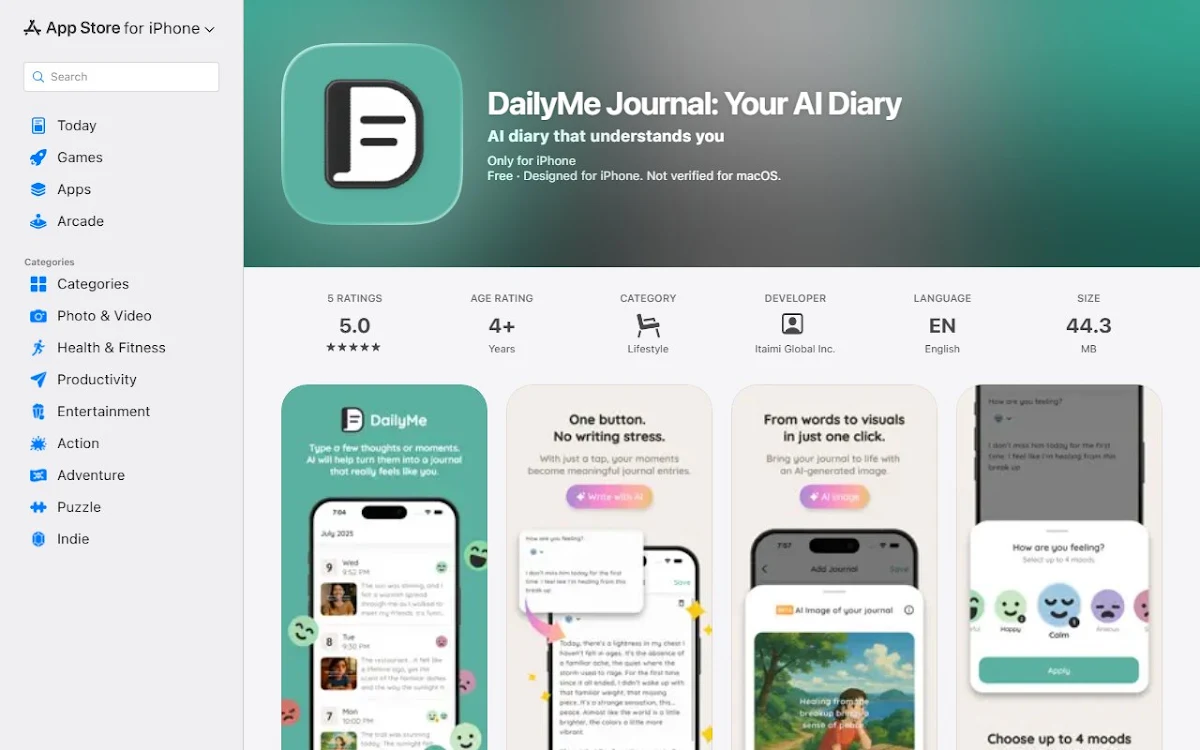 Captura de DailyMe Journal