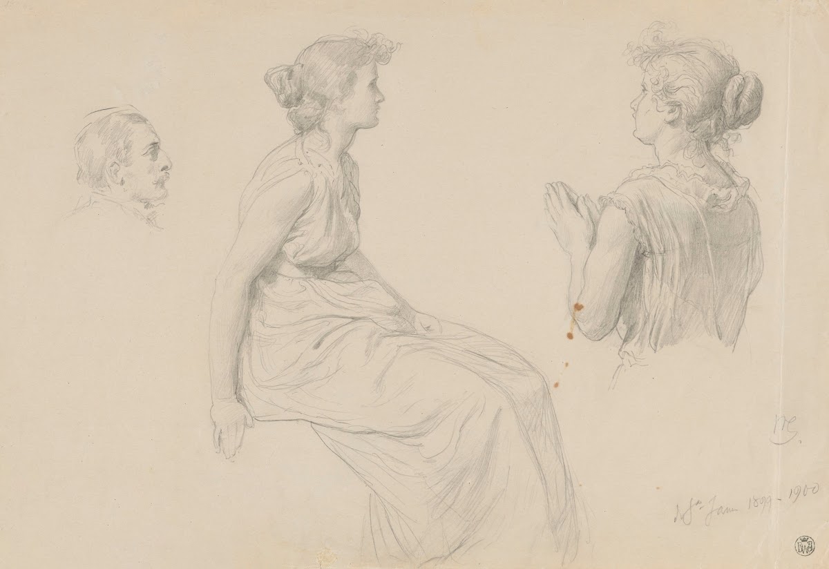 Studies of a Female and of a Male Head for the Painting St John the Baptist Refu