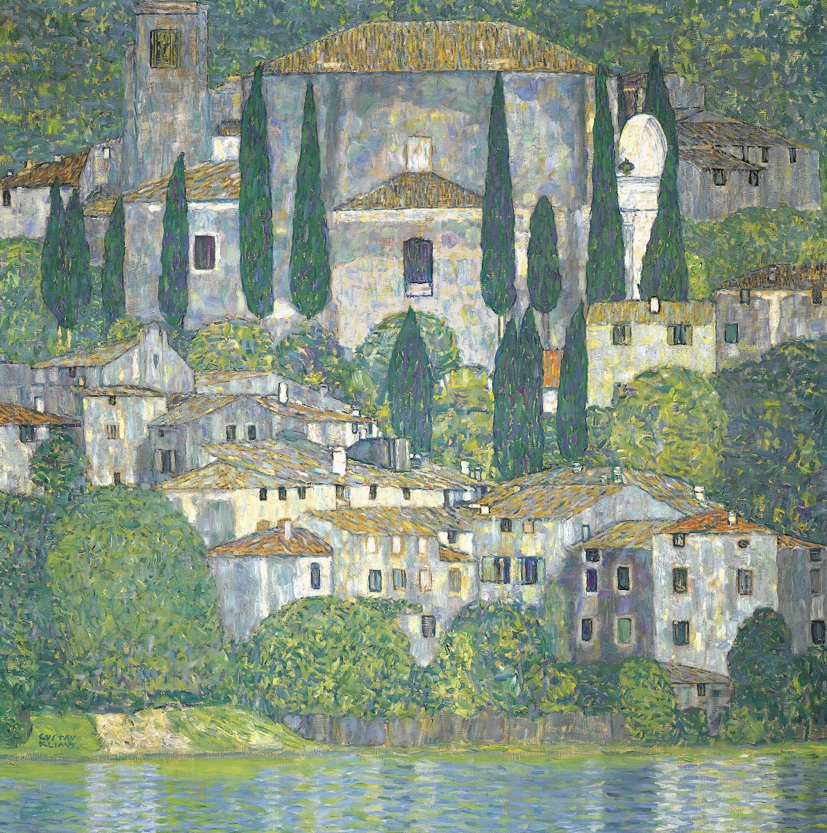 Church In Cassone  Landscape With Cypresses
