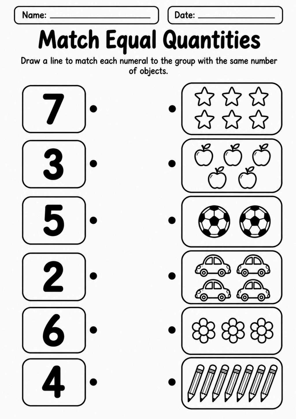 Match Equal Quantities Worksheet