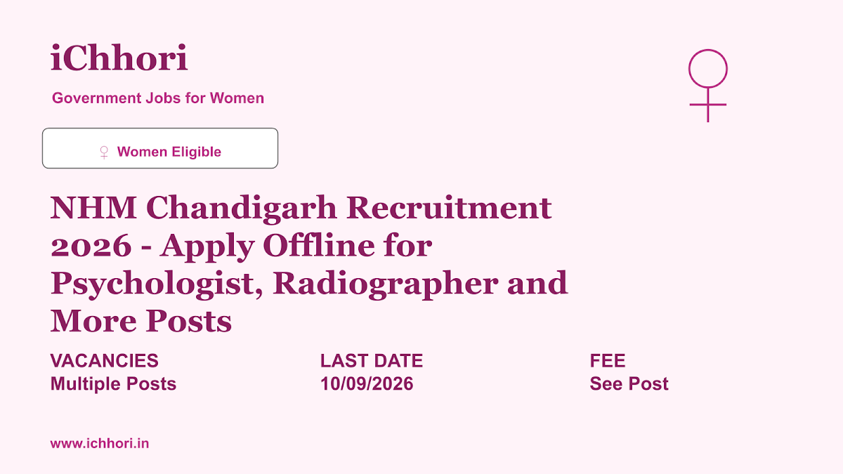 NHM Chandigarh Recruitment 2026 - Apply Offline for Psychologist, Radiographer and More Posts - iChhori