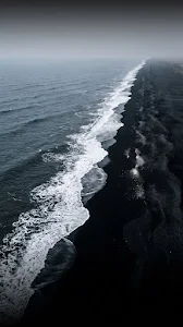 Minimalist Black Sand Beach Aerial Wallpaper