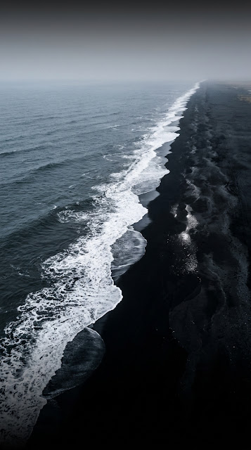 Minimalist Black Sand Beach Aerial Wallpaper - Free mobile Wallpaper