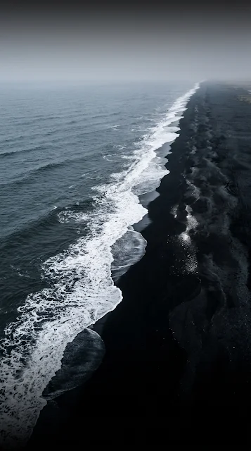 Minimalist Black Sand Beach Aerial Wallpaper