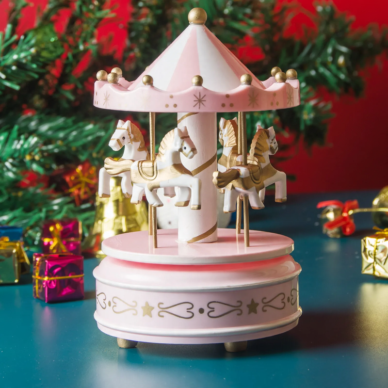 Decorative music box with carousel motif