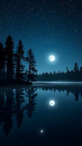 Moonlight Lake and Pine Forest