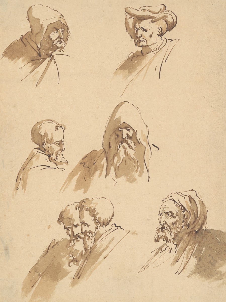 Seven Male Heads late 17thmid 18th century