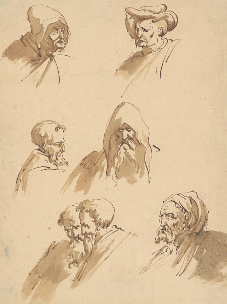 Seven Male Heads late 17thmid 18th century