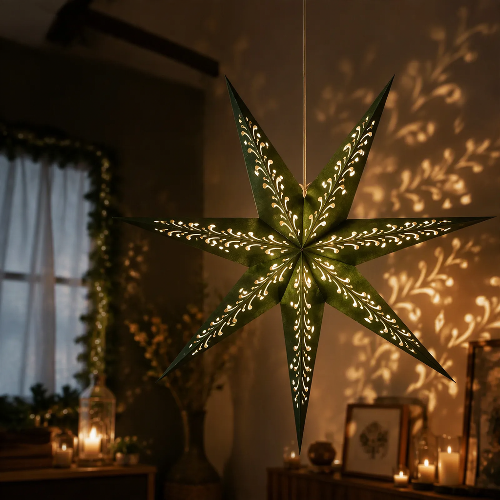 Foldable Paper Star Pendant with Laser Effect