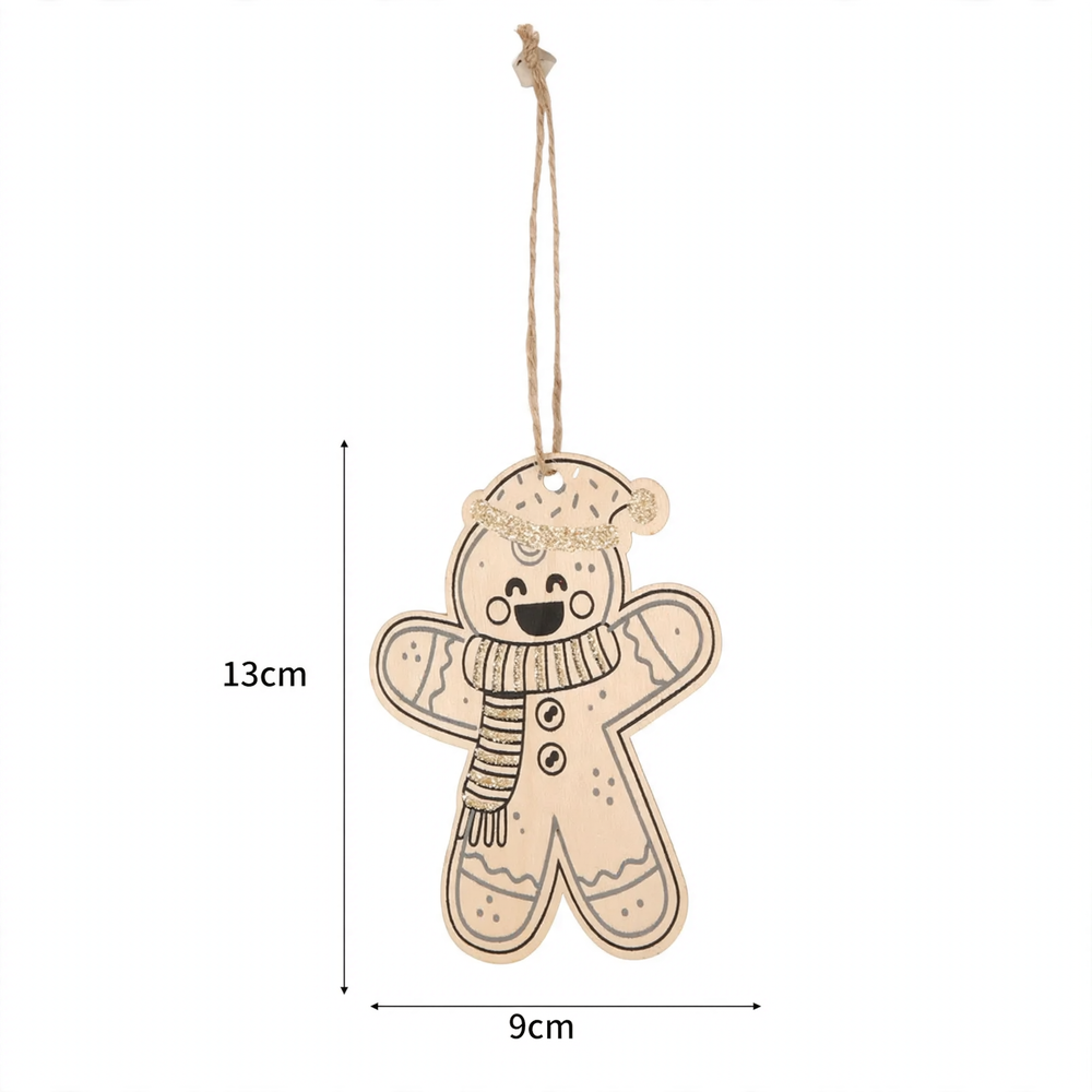 Christmas wooden pendant with reindeer and gnome design